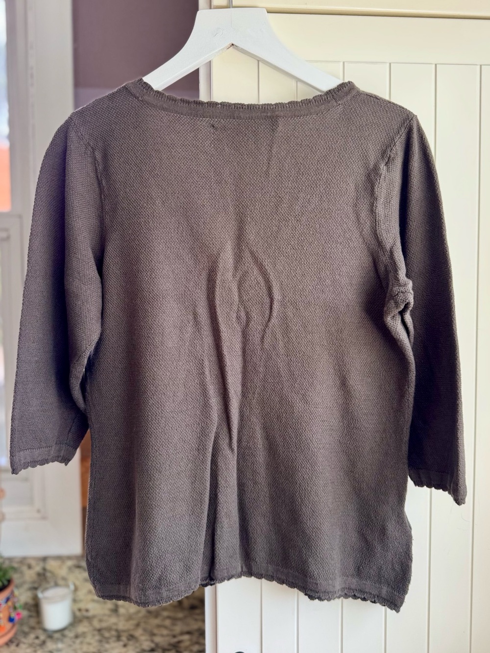 Tommy Bahama Textured Knit Cardigan Taupe Gray 3/4 Sleeve Coastal Size - Picture 8 of 10